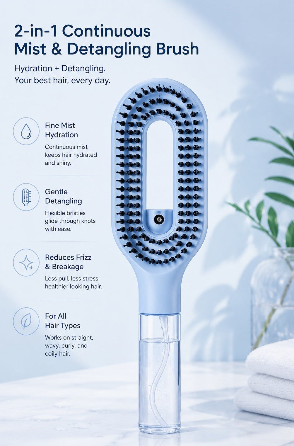 SilkMista™ 2-in-1 Hair Mist & Detangling Brush
